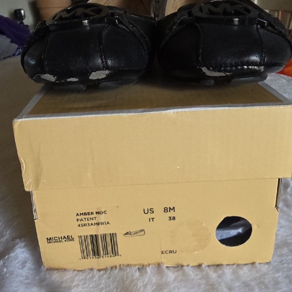 Michael Kors Black Patent Moccasins, Size 8